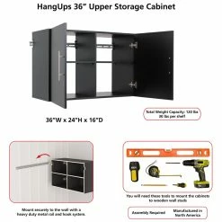 Best Pirce ❤️ Prepac HangUps 36" Upper Wooden Garage Storage Cabinet In Black ✨ 21 Best Pirce ❤️ Prepac HangUps 36" Upper Wooden Garage Storage Cabinet In Black ✨ -Guest Chairs Sales 2332606 18 L
