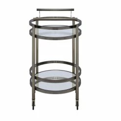 Outlet π Benzara Oval Metal Serving Cart In Clear Glass & Gold π― 7 Outlet π Benzara Oval Metal Serving Cart In Clear Glass & Gold π― -Guest Chairs Sales 2368258 3 L