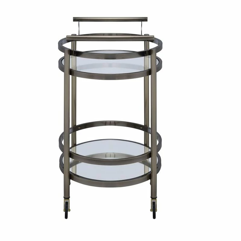 Outlet π Benzara Oval Metal Serving Cart In Clear Glass & Gold π― 3 Outlet π Benzara Oval Metal Serving Cart In Clear Glass & Gold π― - Image 3