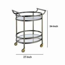 Outlet π Benzara Oval Metal Serving Cart In Clear Glass & Gold π― 9 Outlet π Benzara Oval Metal Serving Cart In Clear Glass & Gold π― -Guest Chairs Sales 2368258 5 L