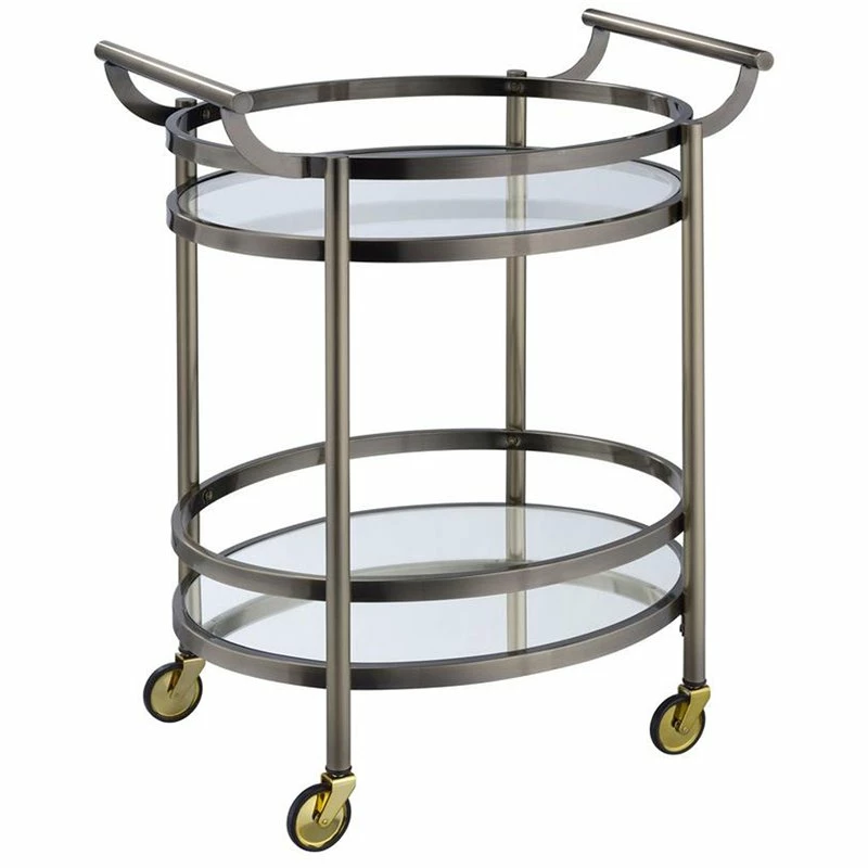 Outlet π Benzara Oval Metal Serving Cart In Clear Glass & Gold π― 1 Outlet π Benzara Oval Metal Serving Cart In Clear Glass & Gold π―