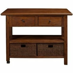 Budget π Benzara Convenient Wooden Kitchen Cart With Storage Drawers Brown β€οΈ