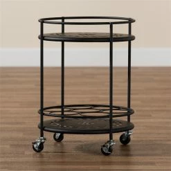 Cheapest 😍 Baxton Studio Dallan Black Metal 2-Tier Kitchen Cart 🔔 -Guest Chairs Sales 2383445 7 L