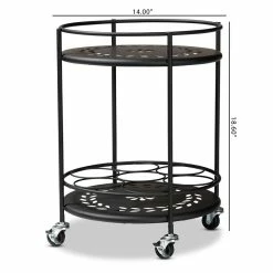Cheapest 😍 Baxton Studio Dallan Black Metal 2-Tier Kitchen Cart 🔔 -Guest Chairs Sales 2383445 8 L