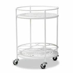 Budget βοΈ Baxton Studio Dallan White Metal 2-Tier Kitchen Cart π