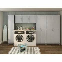Outlet ⭐ Ameriwood Home SystemBuild Kendall 54" Wall Cabinet In Gray 🛒 -Guest Chairs Sales 2385318 2 L
