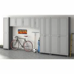 Outlet ⭐ Ameriwood Home SystemBuild Kendall 54" Wall Cabinet In Gray 🛒 -Guest Chairs Sales 2385318 4 L