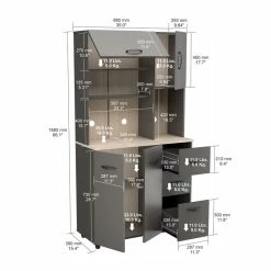Coupon 👍 Inval America Inval 3-Drawer 6-Shelf Garage Storage Cabinet Dark Gray And Maple 😉 -Guest Chairs Sales 2398459 15 L