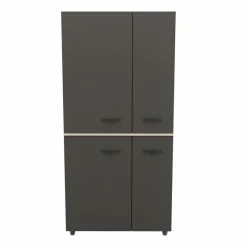 Best Sale ⌛ Inval America Kratos 12-Shelf Garage Storage Cabinet In Dark Gray And Maple 🔔 -Guest Chairs Sales 2398464 3 L