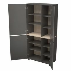 Best Sale ⌛ Inval America Kratos 12-Shelf Garage Storage Cabinet In Dark Gray And Maple 🔔 -Guest Chairs Sales 2398464 5 L