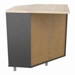 Buy 👍 Inval America Kratos Corner Garage Storage Cabinet In Dark Gray And Maple 😍 -Guest Chairs Sales 2398467 7 L