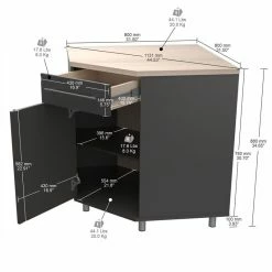 Buy 👍 Inval America Kratos Corner Garage Storage Cabinet In Dark Gray And Maple 😍 -Guest Chairs Sales 2398467 8 L