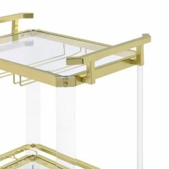 Wholesale 🌟 Steve Silver Company Aerin Acrylic And Gold Finished Metal Serving Cart 🎁 -Guest Chairs Sales 2398950 3 L