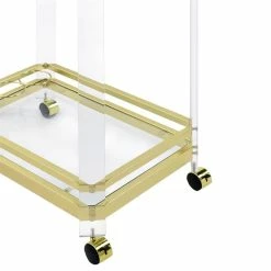 Wholesale 🌟 Steve Silver Company Aerin Acrylic And Gold Finished Metal Serving Cart 🎁 -Guest Chairs Sales 2398950 4 L