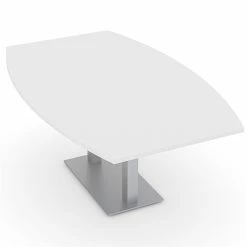 Buy ⌛ Skutchi Designs Inc 6 Person Boat Shaped Conference Table W/ Rectangle Metal Base 6' White Linen 👏