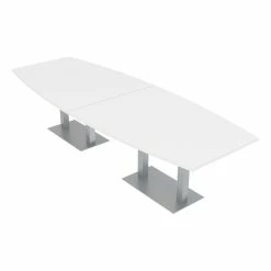 Best Sale ๐ฅ Skutchi Designs Inc 10 Person Boat Shaped Conference Tables W/ Rectangle Metal Base 10' White Linen ๐ฅ