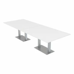 Wholesale ๐ฅฐ Skutchi Designs Inc 10 Person Rectangle Conference Tables W/ Rectangle Metal Base 10' White Linen ๐