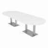 Discount 😉 Skutchi Designs Inc 10 Person Racetrack Conference Tables W/ Rectangle Metal Base 10' White Linen 🛒