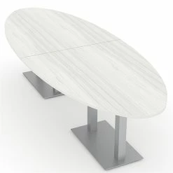 Promo 🥰 Skutchi Designs Inc 8 Person Oval Conference Tables W/ Rectangle Metal Base 10' White Cypress ✔️