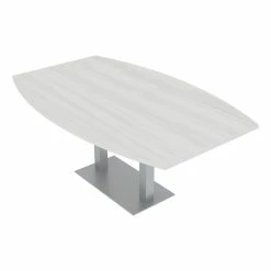 Best Pirce ⌛ Skutchi Designs Inc 6 Person Boat Shaped Conference Table W/ Rectangle Metal Base 6' White Cypress ⌛