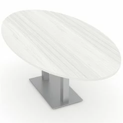 New 🥰 Skutchi Designs Inc 6 Person Oval Conference Tables W/ Rectangle Metal Base 6' White Cypress 🌟