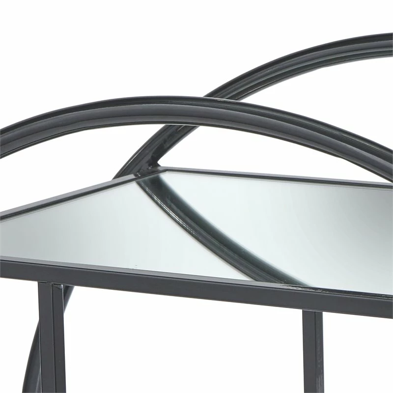 Promo ๐ TMS Bayley Transitional Metal & Mirror Bar Cart In Glossy Black โญ 3 Promo ๐ TMS Bayley Transitional Metal & Mirror Bar Cart In Glossy Black โญ - Image 3