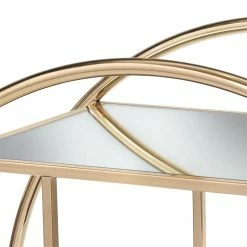 Promo ⌛ TMS Bayley Circular Design Transitional Metal & Mirror Bar Cart In Glam Gold 🥰 -Guest Chairs Sales 2404634 2 L