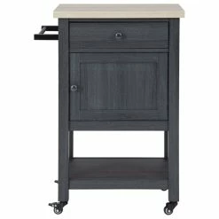 Buy ⌛ Bowery Hill Contemporary Black Rolling Bar Cart 🔔 -Guest Chairs Sales 2404807 02 L