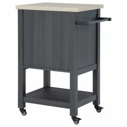 Buy ⌛ Bowery Hill Contemporary Black Rolling Bar Cart 🔔 -Guest Chairs Sales 2404807 4 L