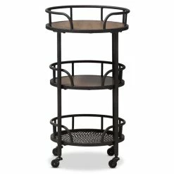 Flash Sale 😉 Bowery Hill Modern 3 Tier Metal Mobile Serving Cart In Black 😀 -Guest Chairs Sales 2412743 2 L