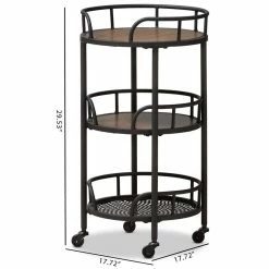 Flash Sale 😉 Bowery Hill Modern 3 Tier Metal Mobile Serving Cart In Black 😀 -Guest Chairs Sales 2412743 5 L