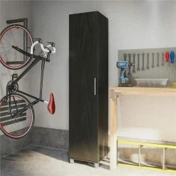 Promo 🔔 Pemberly Row Traditional 16" Utility Storage Cabinet In Black Oak 💯 -Guest Chairs Sales 2422217 2 L