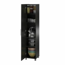Promo 🔔 Pemberly Row Traditional 16" Utility Storage Cabinet In Black Oak 💯 -Guest Chairs Sales 2422217 3 L