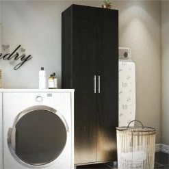 Promo 😉 Pemberly Row Traditional 24" Utility Storage Cabinet In Black Oak 🔥 -Guest Chairs Sales 2422219 2 L