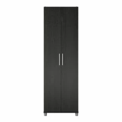 Promo 😉 Pemberly Row Traditional 24" Utility Storage Cabinet In Black Oak 🔥 -Guest Chairs Sales 2422219 6 L