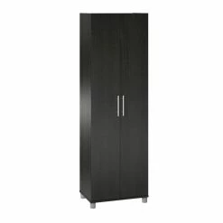 Promo 😉 Pemberly Row Traditional 24" Utility Storage Cabinet In Black Oak 🔥 -Guest Chairs Sales 2422219 8 L