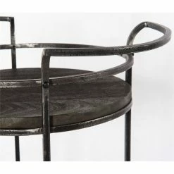 Best Sale 👏 Moti Onyx Glen Solid Wood Bar Cart With Iron Frame In Gray 🧨 -Guest Chairs Sales 2427084 2 L