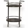 Best Sale 👏 Moti Onyx Glen Solid Wood Bar Cart With Iron Frame In Gray 🧨