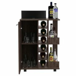 Budget 👍 Bowery Hill Contemporary Bar Cart Cabinet In Weathered Oak 🌟 -Guest Chairs Sales 2432938 12 L