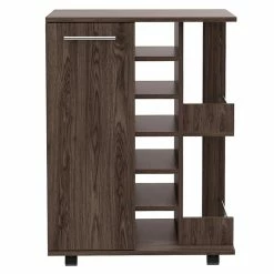 Budget 👍 Bowery Hill Contemporary Bar Cart Cabinet In Weathered Oak 🌟 -Guest Chairs Sales 2432938 13 L
