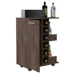 Budget 👍 Bowery Hill Contemporary Bar Cart Cabinet In Weathered Oak 🌟 -Guest Chairs Sales 2432938 15 L