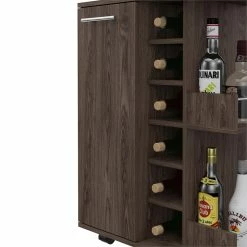 Budget 👍 Bowery Hill Contemporary Bar Cart Cabinet In Weathered Oak 🌟 -Guest Chairs Sales 2432938 8 L