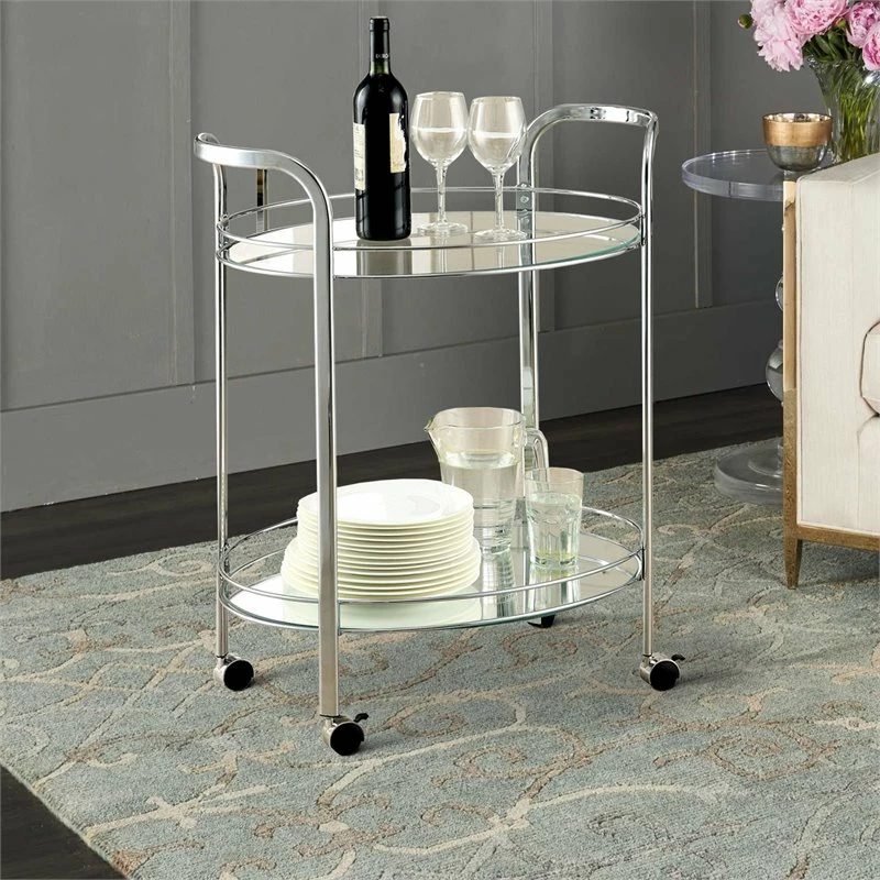 Best Pirce ๐คฉ Bowery Hill 26" Contemporary Metal Serving Cart In Chrome Finish ๐ 2 Best Pirce ๐คฉ Bowery Hill 26" Contemporary Metal Serving Cart In Chrome Finish ๐ - Image 2