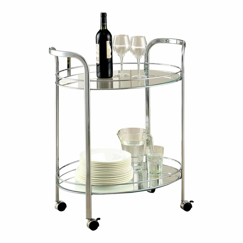 Best Pirce ๐คฉ Bowery Hill 26" Contemporary Metal Serving Cart In Chrome Finish ๐ 1 Best Pirce ๐คฉ Bowery Hill 26" Contemporary Metal Serving Cart In Chrome Finish ๐