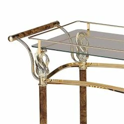 Cheapest 😍 Maklaine 16" Modern Metal Alluring Serving Cart In Gold And Clear 🤩 -Guest Chairs Sales 2436841 2 L