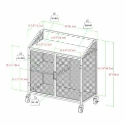 Budget ✨ Walker Edison 33" Industrial Mesh Metal Doors Bar Cart With Locking Casters In Dark Walnut 🥰 -Guest Chairs Sales 2437618 25 L