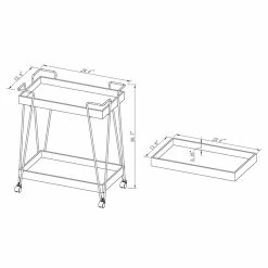 New ⭐ Baxton Studio Reynard Brown Finished Wood And Black Metal 2-Tier Wine Cart ⭐ -Guest Chairs Sales 2438183 10 L