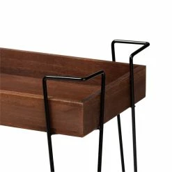 New ⭐ Baxton Studio Reynard Brown Finished Wood And Black Metal 2-Tier Wine Cart ⭐ -Guest Chairs Sales 2438183 4 L