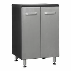 Cheapest ⭐ Tuff Stor 23.5" 2-door Contemporary Wood Garage Base Cabinet In Black/Silver ❤️