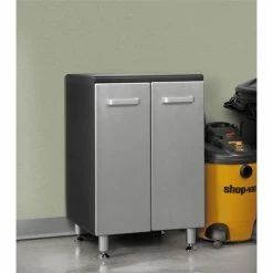 Outlet 😍 Tuff Stor 23.5" 2-door Wood Garage Base Cabinet With 3 Drawers In Black/Silver 👍 -Guest Chairs Sales 2442418 2 L